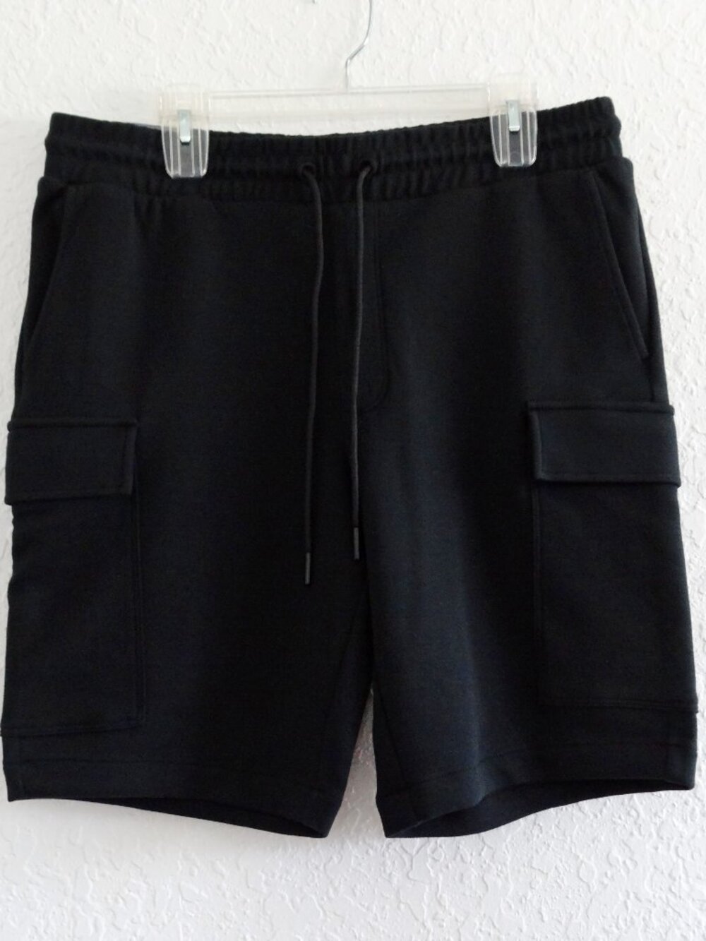Alton Gray Men's M Cargo Sweat Shorts Black 9" Inseam Pockets Drawstring